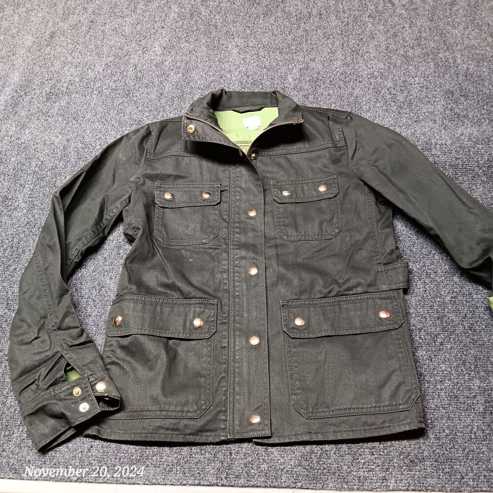 J.Crew Resin Coated Field Twill Jacket Women Small Mossy Brown / Green AL223